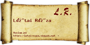 Létai Róza névjegykártya
